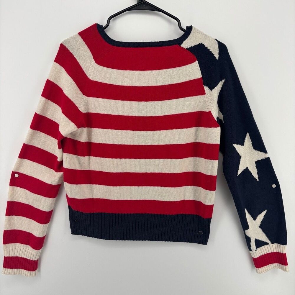 Tommy Hilfiger Jeans Women's L Americana Stars Stripes Sweater Scoop Neck